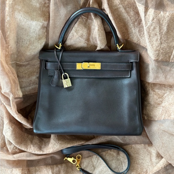 HERMÈS Kelly 28 Ebene Evergrain GHW - Picture 1 of 17